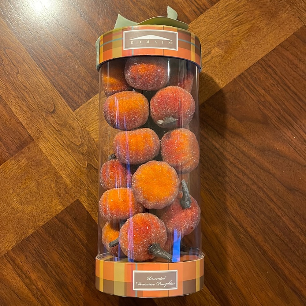 UNOPENED DOMAIN BEADED UNSCENTED DECORATIVE MINI PUMPKINS - SO FESTIVE!